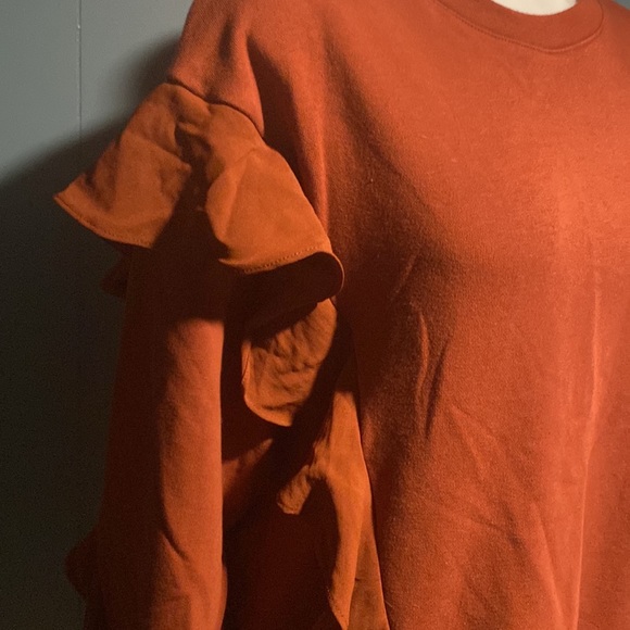 a new day Rust Ruffle Sweatshirt - Picture 2 of 4